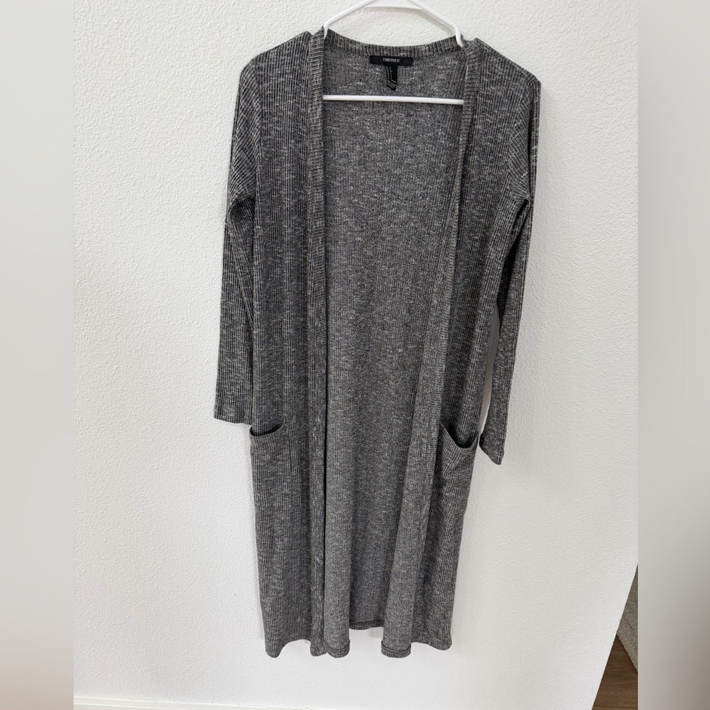 Long grey duster jacket